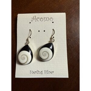 Vtg Sterling Silver 925 Shiva Eye Set Pierced Earrings Pendant Shell Jewelry Lot